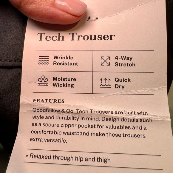 Goodfellow & Co Men’s Gray Tech Trousers size XL‎ NWT - Picture 3 of 5